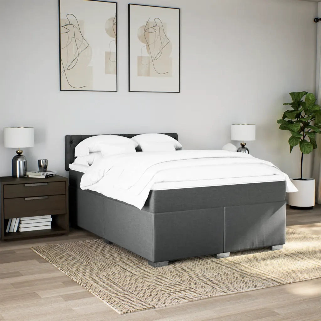 Giroletto a Molle con Materasso Grigio Scuro 140x200cm Tessuto