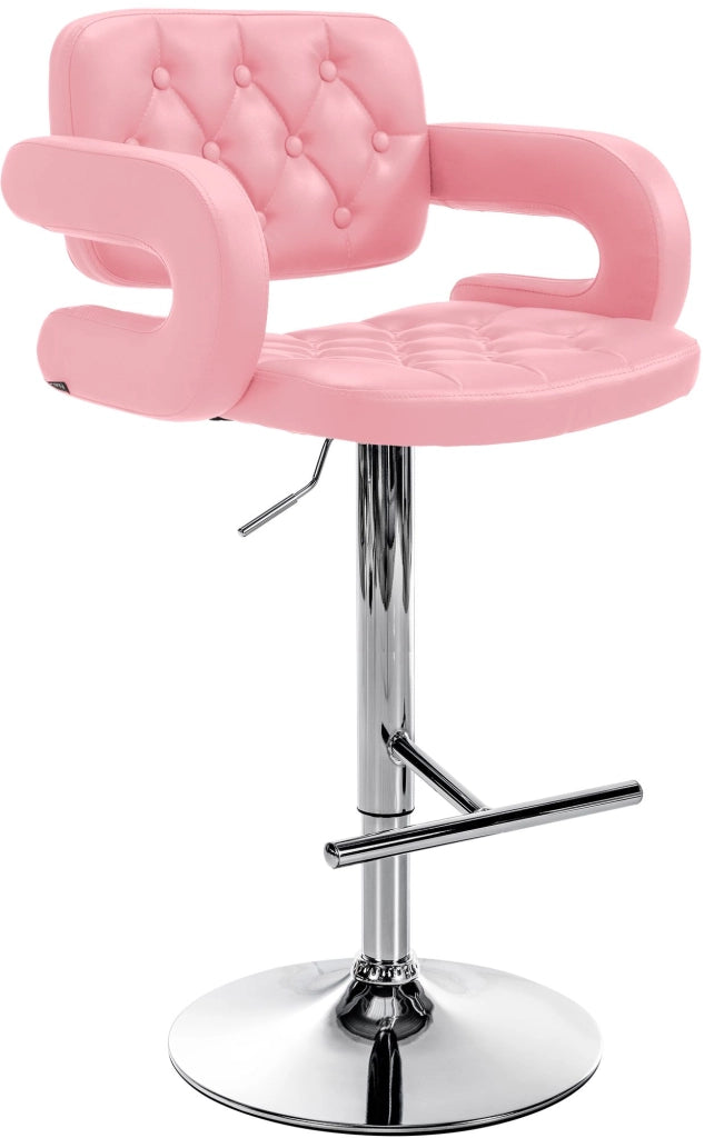 Sgabello Dublin in similpelle rosa,cromo