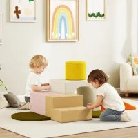 Set 8 Costruzioni Morbide per Bambini 0-3 Anni da Interni, in Velluto e Schiuma PU Arancione