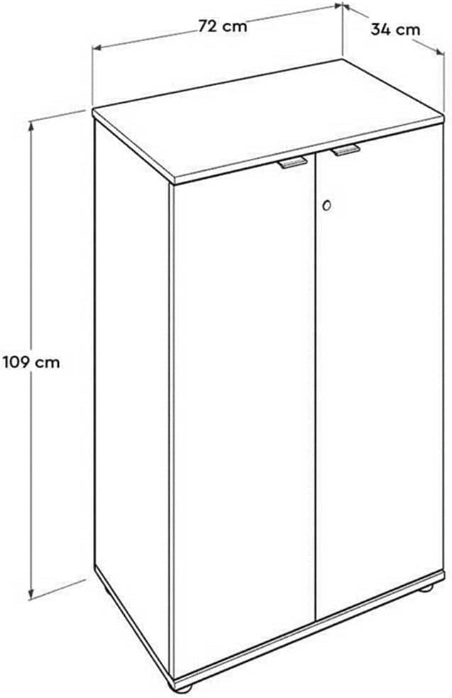 Mobile Archiviazione Ufficio 2Ante 3Ripiani 72x34 H109 cm con Chiave Quercia