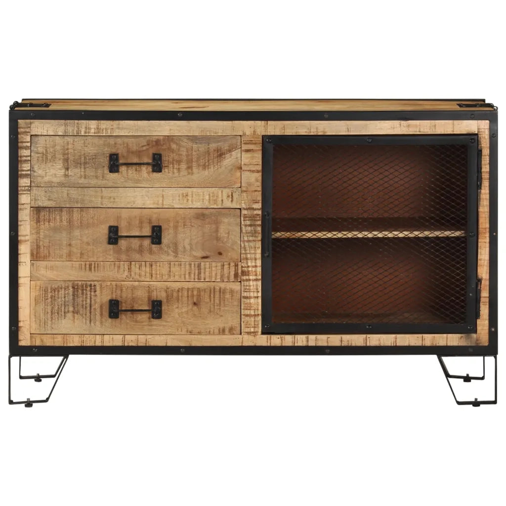 Credenza | Madia | Buffet da pranzo | Armadio da pranzo 100x31x60 cm in Legno Massello di Mango Grezzo