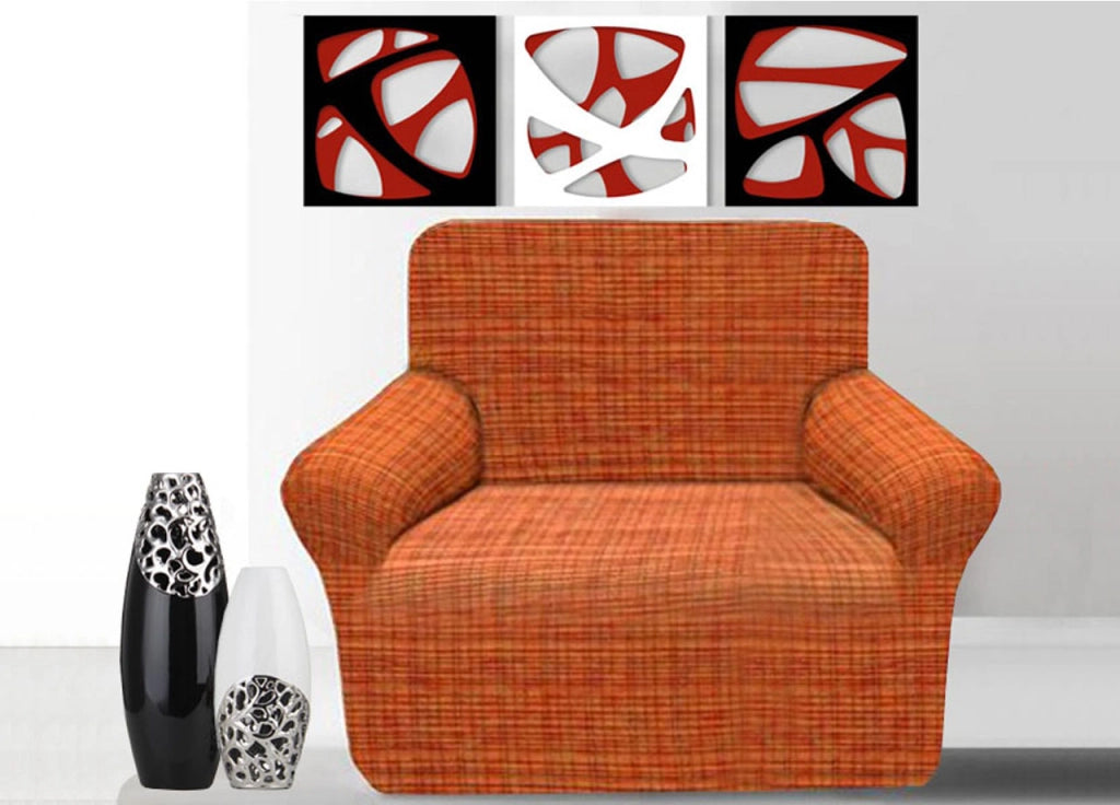 Copridivano In Tessuto Jacquard Elasticizzato Ottima Vestibilità Modello Otello - Poltrona - Arancione
