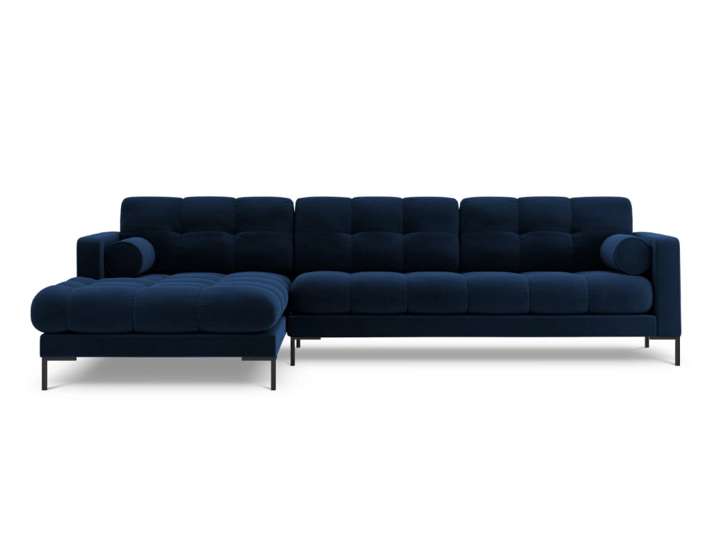 Cosmopolitan Design - Divano angolare sinistro "Bali" 5 posti in velluto blu reale 