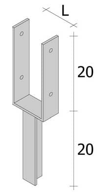 Confezione 2 Pz Ancoraggio Palo 9X9Cm X Cemento