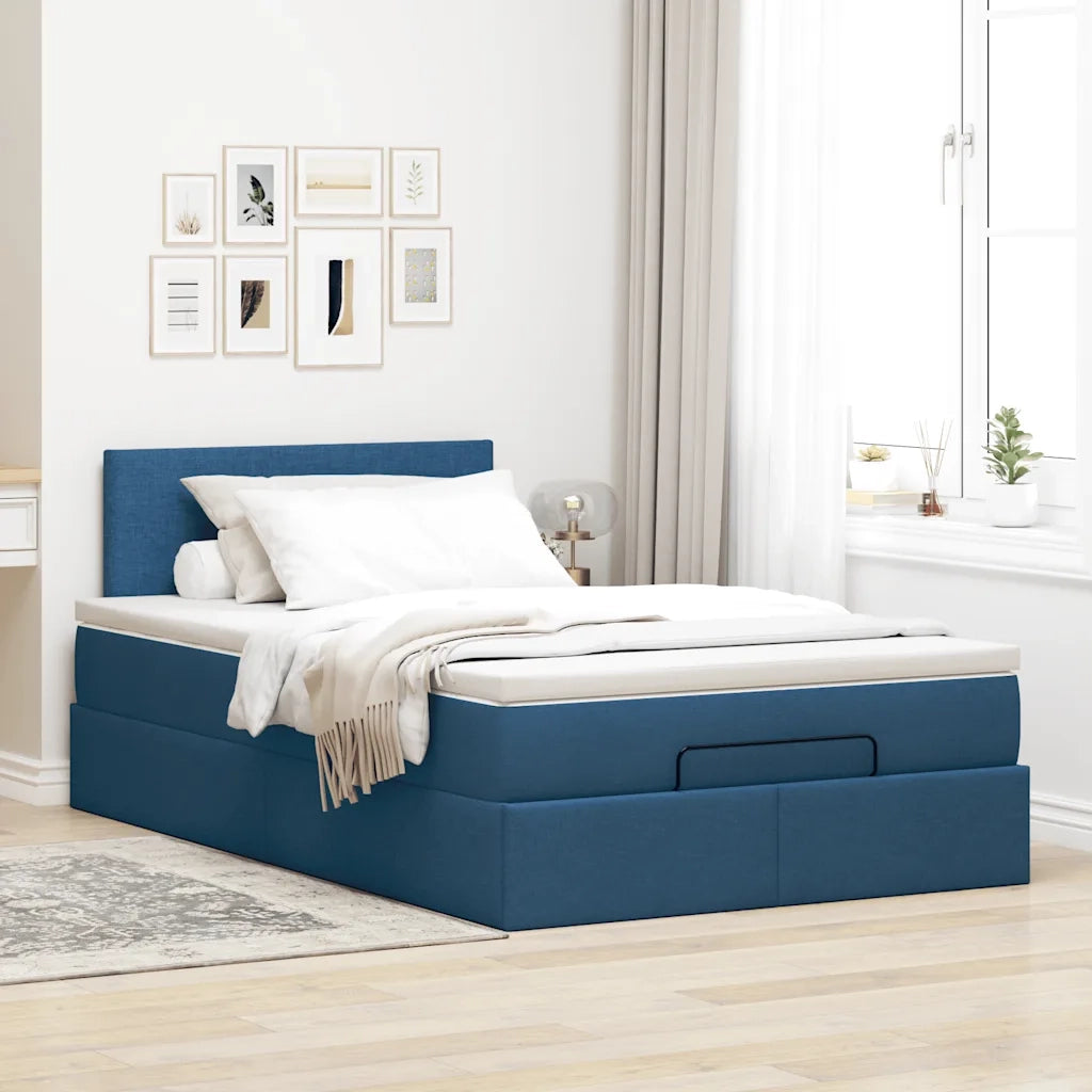 Pouf Letto con Materasso e LED Blu 120x200 cm in Tessuto 3312221