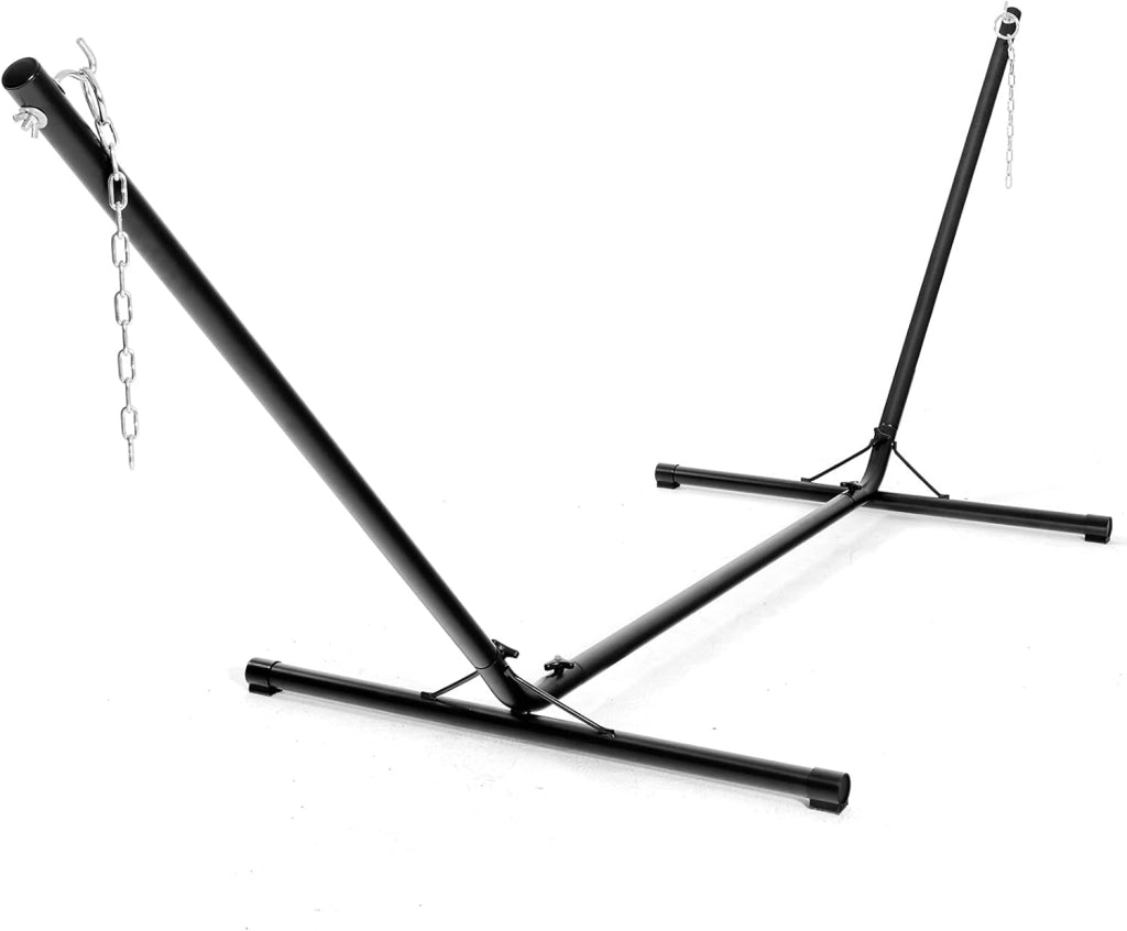 Telaio per Amaca Sospesa, Telaio in Ferro con Gancio e Catene in Ferro, Supporto per Seggiolino Sospeso Sicuro, Carico Massimo 150 kg, Base H per Poltrona Sospesa in Interni, Patio, Giardino