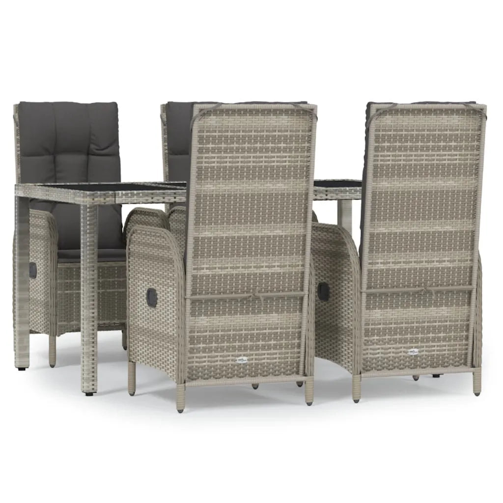 Set da Pranzo da Giardino 5 pz con Cuscini in Polyrattan Grigio 3185025