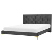 Letto Imbottito 160 x 200 cm Testiera Nero Velluto Gambe Dorate