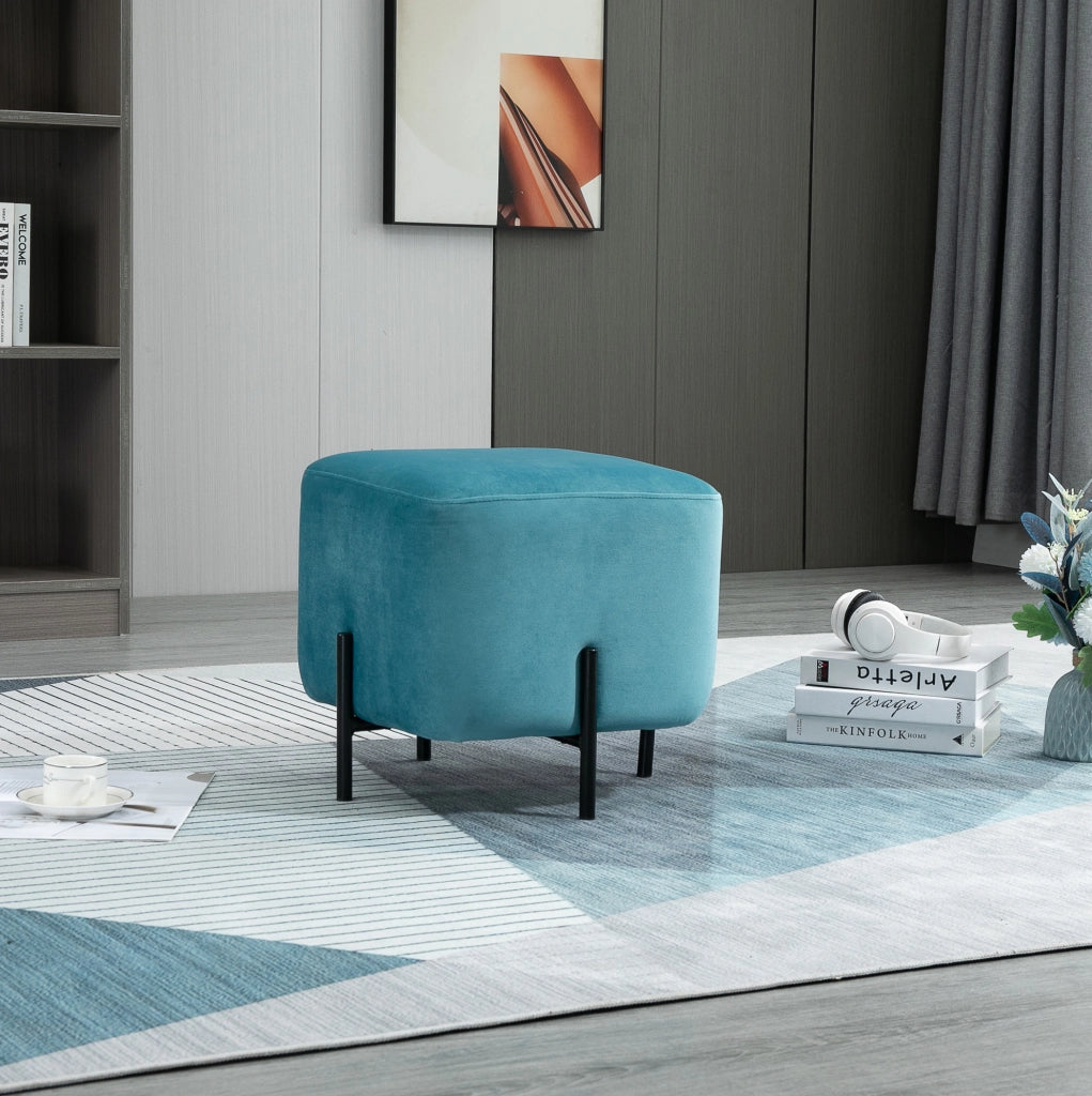 Pouf sgabello 44,5 x 44,5 x 41,5 cm turchese – seduta aggiuntiva versatile
