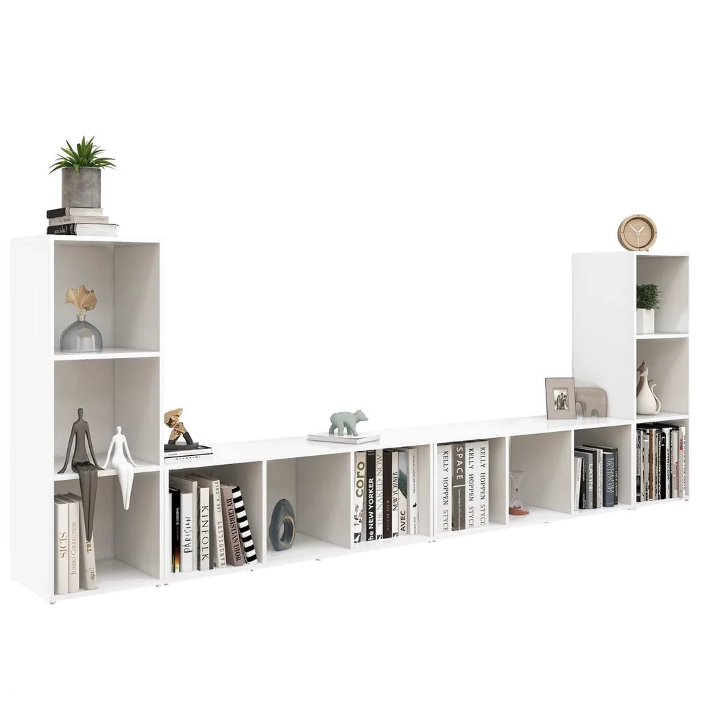 Mobili TV 4 pz Bianchi 107x35x37 cm in Legno Multistrato 3080033