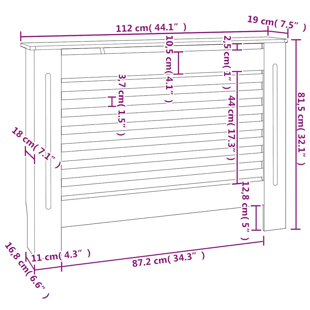 Coperture per Radiatori 2 pz Bianche 112x19x81,5 cm in MDF CFW6609441