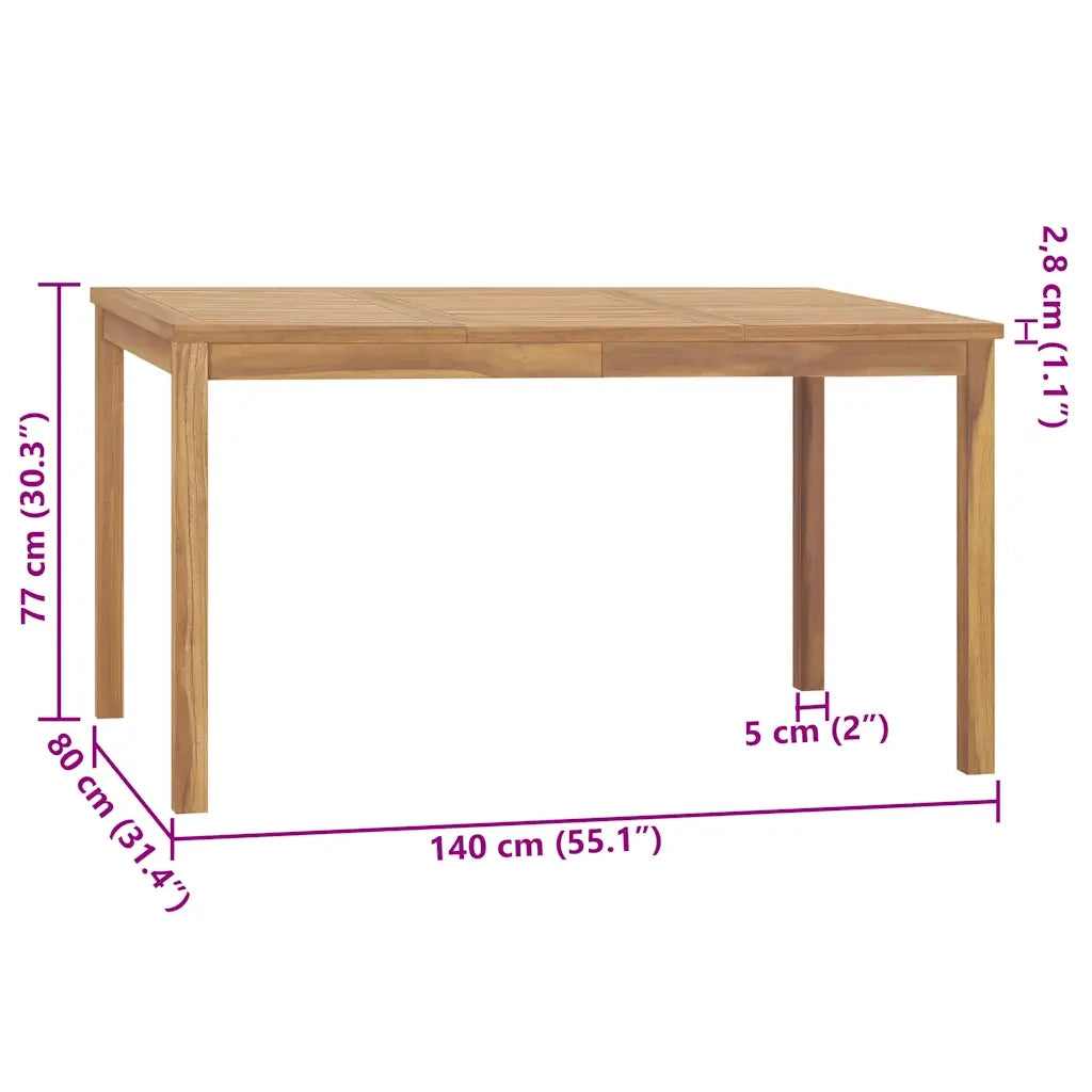 Tavolo da Pranzo da Giardino 140x80x77 cm in Massello di Teak 315619