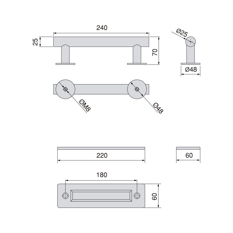 Maniglia per mobili Orlando, L464mm, interasse 384mm, Acciaio, Nichel satinato