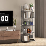 Libreria a 5 ripiani in metallo nero 60x30x170,5 cm