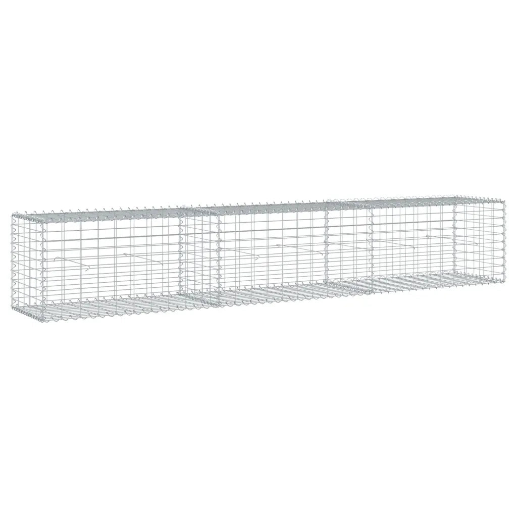 vidaXL Cesto Gabbione con Copertura 300x50x50 cm Ferro Zincato