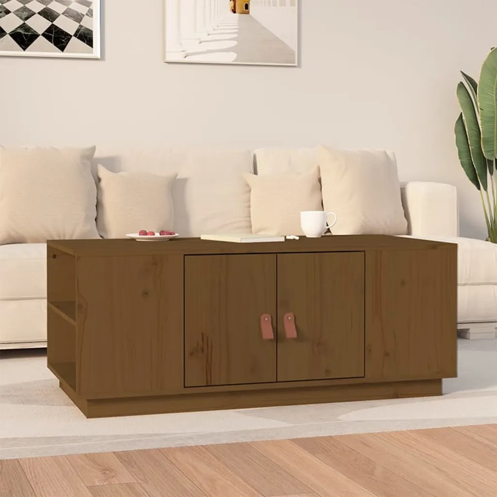 Tavolino da Salotto ambra 100x50x41cm in Legno Massello di Pino 818258