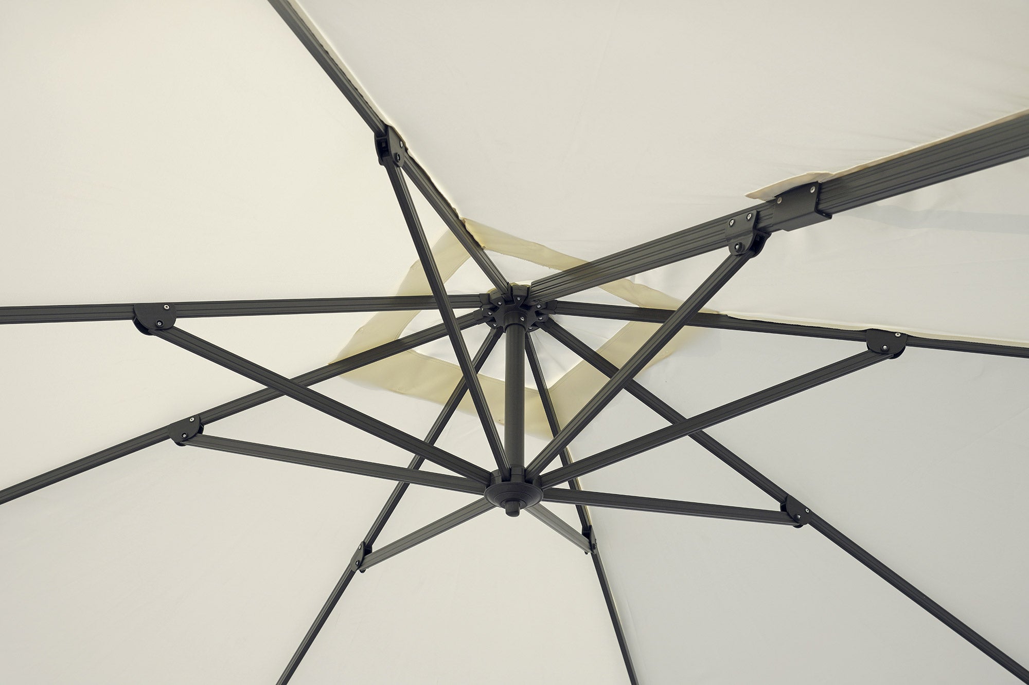 Ombrellone da Giardino Doppio 3x3m + 3x3m Telo in Polietilene Ecrù