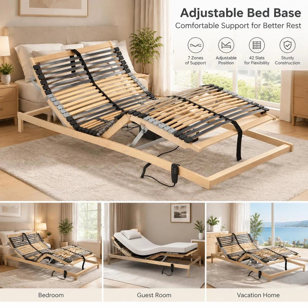 Electric Slatted Frame With 42 Slats, 7 Zones, 80x200 Cm