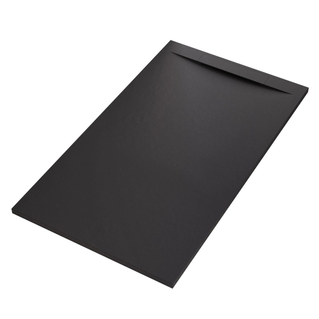 Piatto doccia in marmoresina nero effetto pietra cemento vincent, misura 90x170