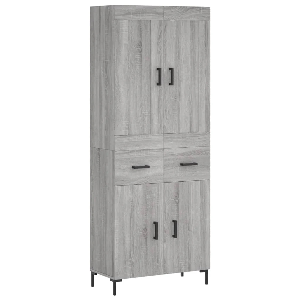 Buffet credenza cassettiera armadio mobile contenitore organizer cucina soggiorno salotto rovere Sonoma alto 69,5 x 34 x 180 cm legno ingegnerizzato grigio 02_0035423