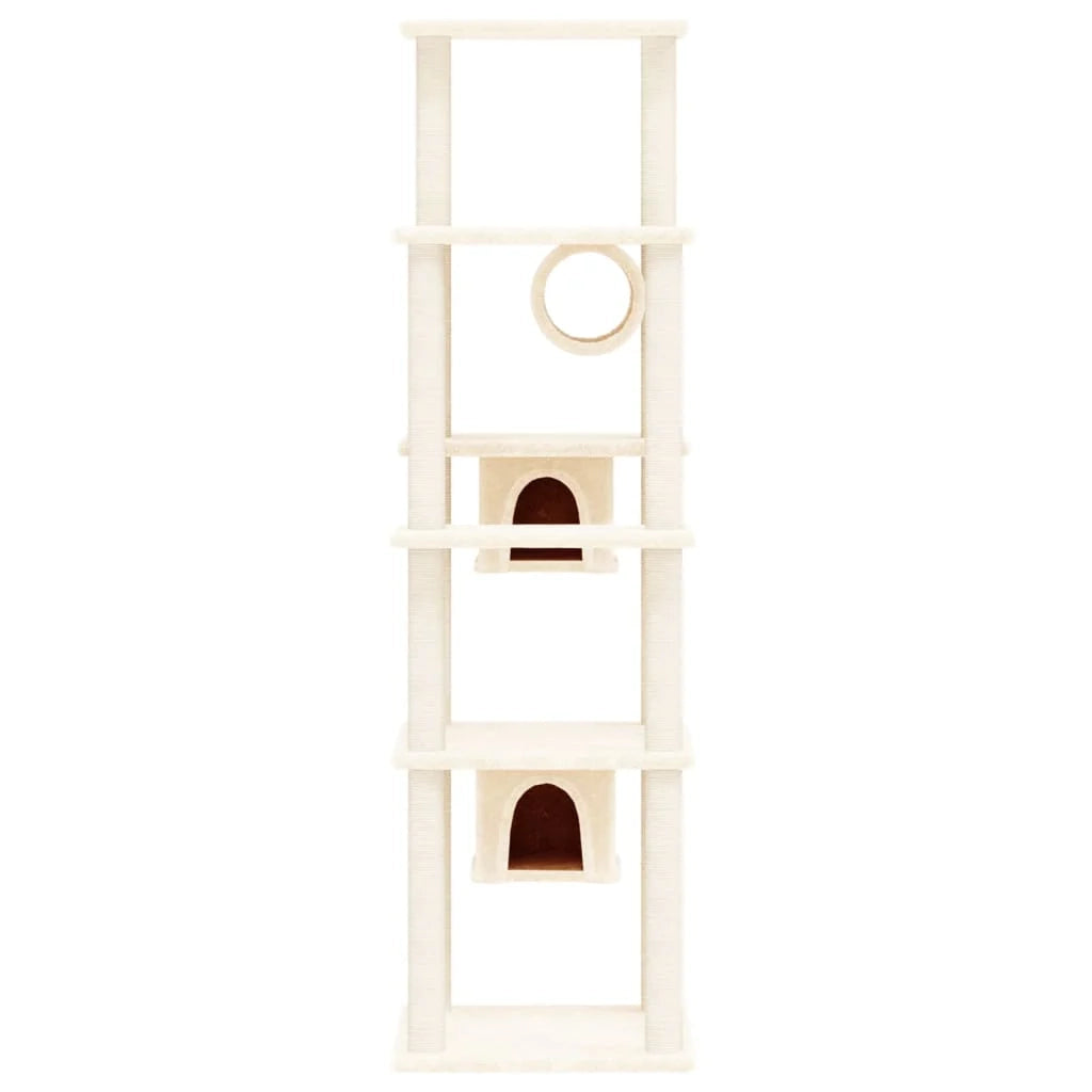 Tiragraffi per gatti Mobili per arrampicata su torre Tiragraffi piattaforma da arrampicata con tiragraffi in sisal 169 cm crema 02_0022496