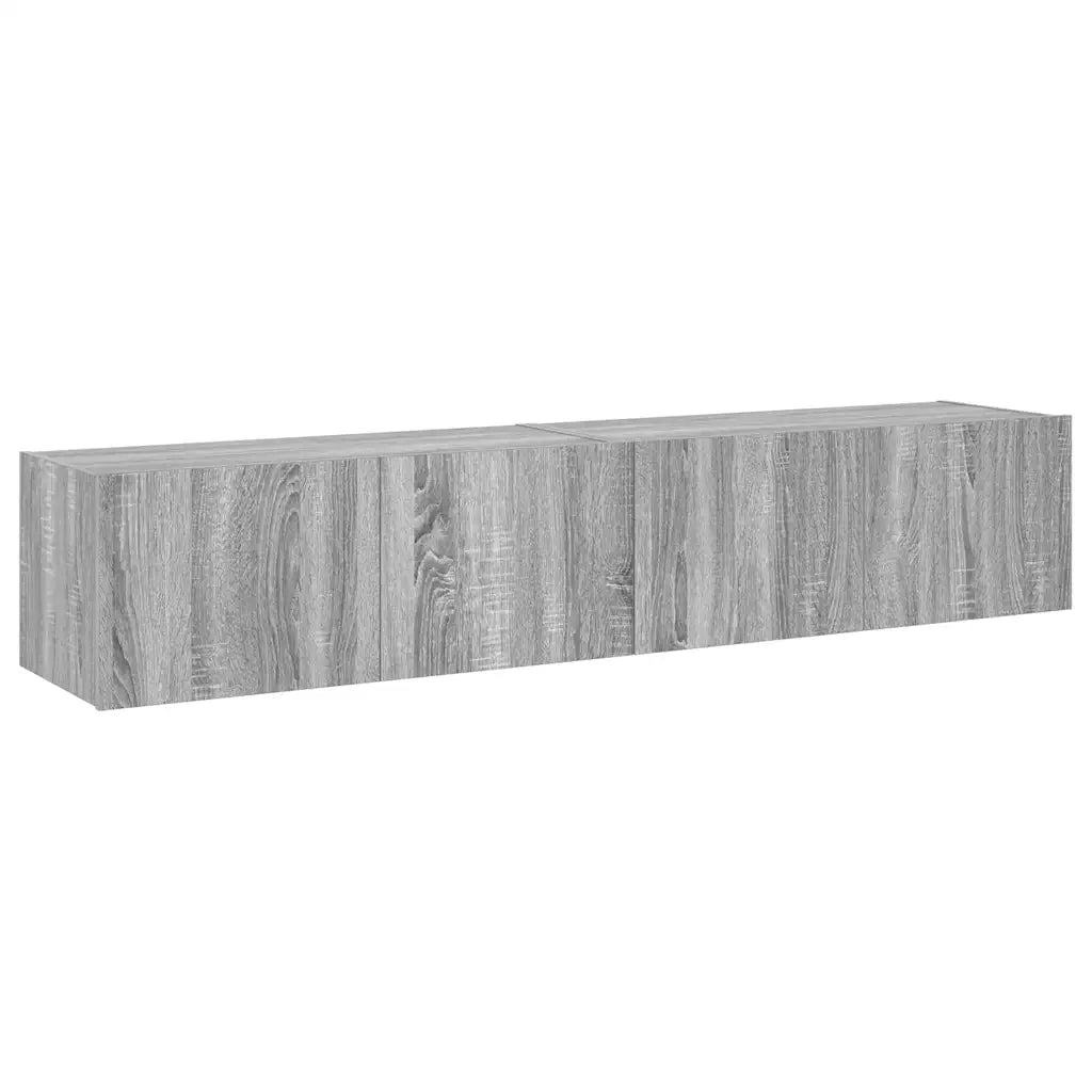 Mobili TV a Parete con Luci LED 2pz Grigio Sonoma 80x35x31 cm 837292