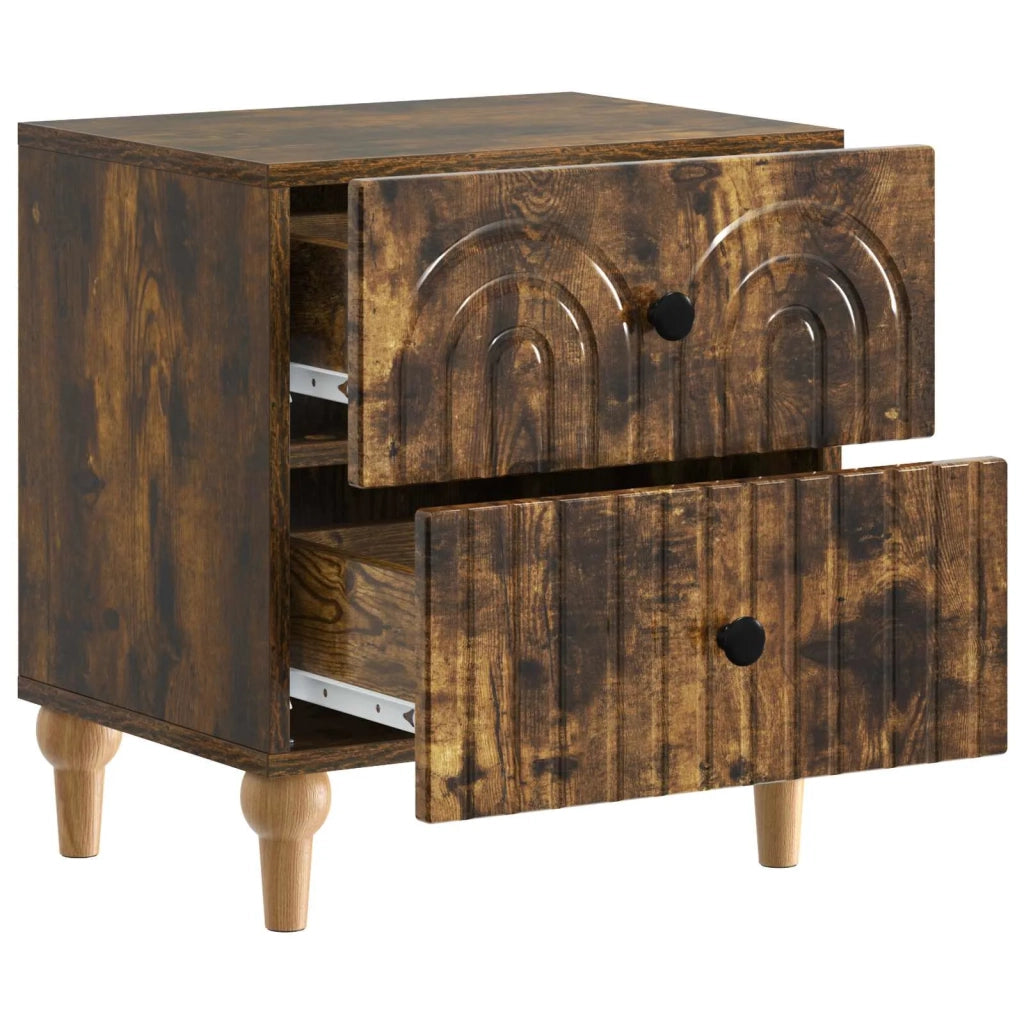 Comodino | Armadio da Notte | Mobiletto da notte con cassetto Rovere Fumo 43 x 34,5 x 48 cm
