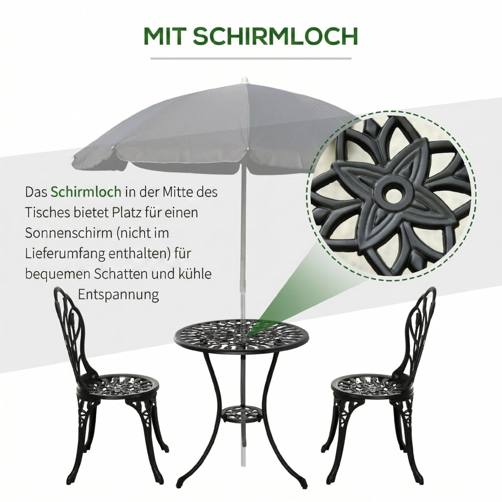 Set tavolo e sedie da giardino 2 posti ¨C zephmum ¨C alluminio nero