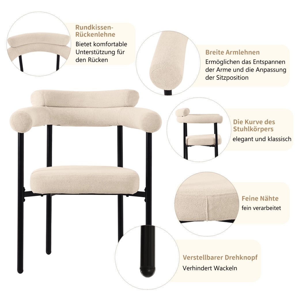 SEDIA imbottita in tessuto beige con struttura in ferro