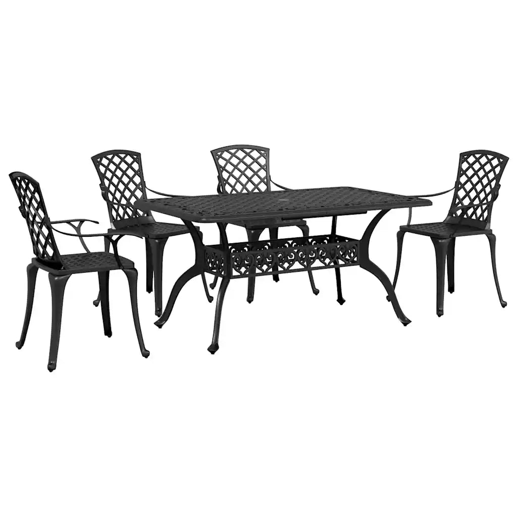 vidaXL Set da Pranzo da Giardino 5 pz Nero in Alluminio Pressofuso