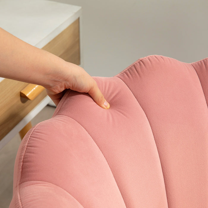 Sedia Poltrona Operativa da Ufficio con Schienale a Petalo in Velluto Rosa