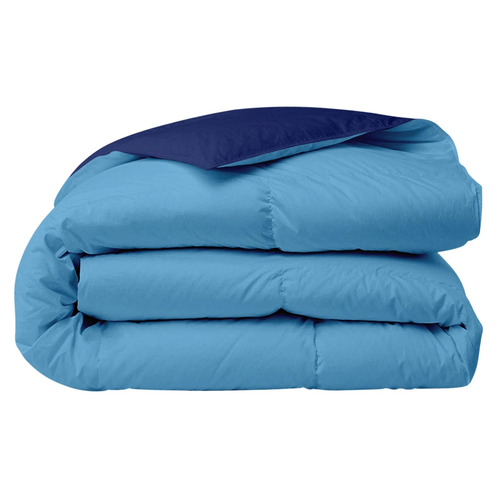 Piumino Letto invernale in Piuma d'Oca 90/10 Double Face 350 Gr/Mq Coperta Inverno Piumone Caldo Trapuntato Trapunta - Piazza e mezza - BluAvio