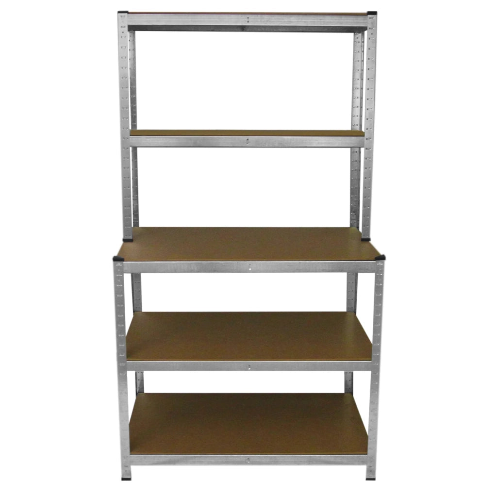 Tavolo da Lavoro con Scaffale in Acciaio Galvanizzato Senza Bulloni Grigio
