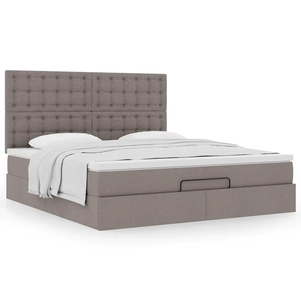 Struttura Letto Pouf con Materasso Tortora 160x200cm in Tessuto 3313338