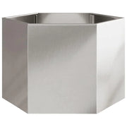 Fioriera esagonale per aiuole rialzate piante fiori terrazza giardino 69 x 60 x 45 cm acciaio inox argento 02_0038653