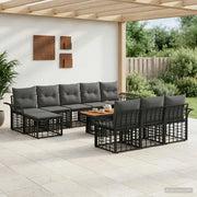 Set Divano da Giardino 11 pz Nero e Grigio scuro polyrattan 3438019