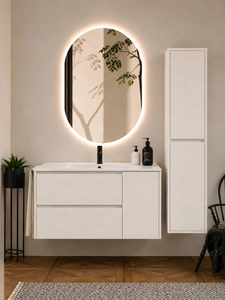 Mobile bagno con lavabo ORIGENBATH ITACA senza specchio 80x45 cm bianco nordico con colonna