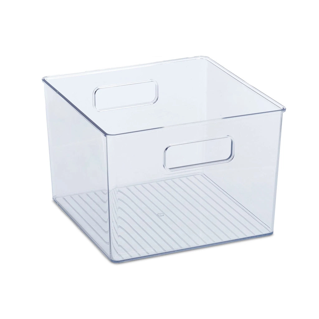 Pratico organizer per frigorifero con maniglie 15,5 x 21 x 21 cm conservazione visibile design moderno in plastica trasparente 13_0012072