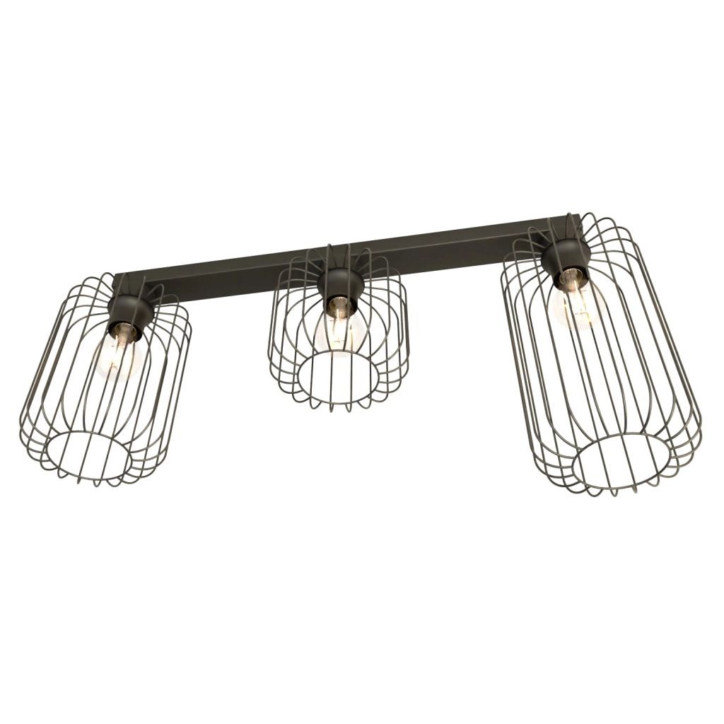 Plafoniera Minimal Industrial Njoror 3 Luci Lineari Nera