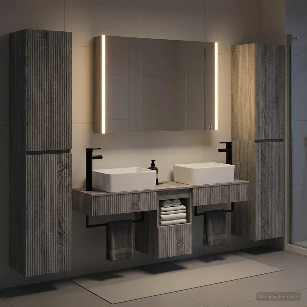 Set di mobili per il bagno 6 pcs Sonoma grigio 3407204
