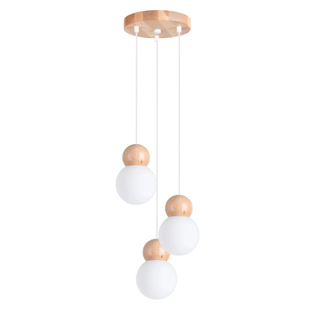 Lampada a sospensione Kalevi bianca legno 3xG9 PureLume