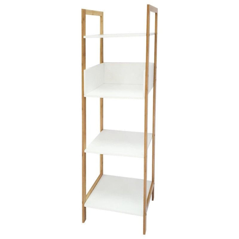 Scaffale 4 Ripiani Ellie Bamboo Naturale/bianco 43x30x123