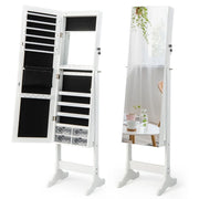 Mobile portagioielli indipendente 41 x 36 x 158 cm con specchio regolabile ampio spazio di archiviazione design moderno in MDF bianco 20_0010395