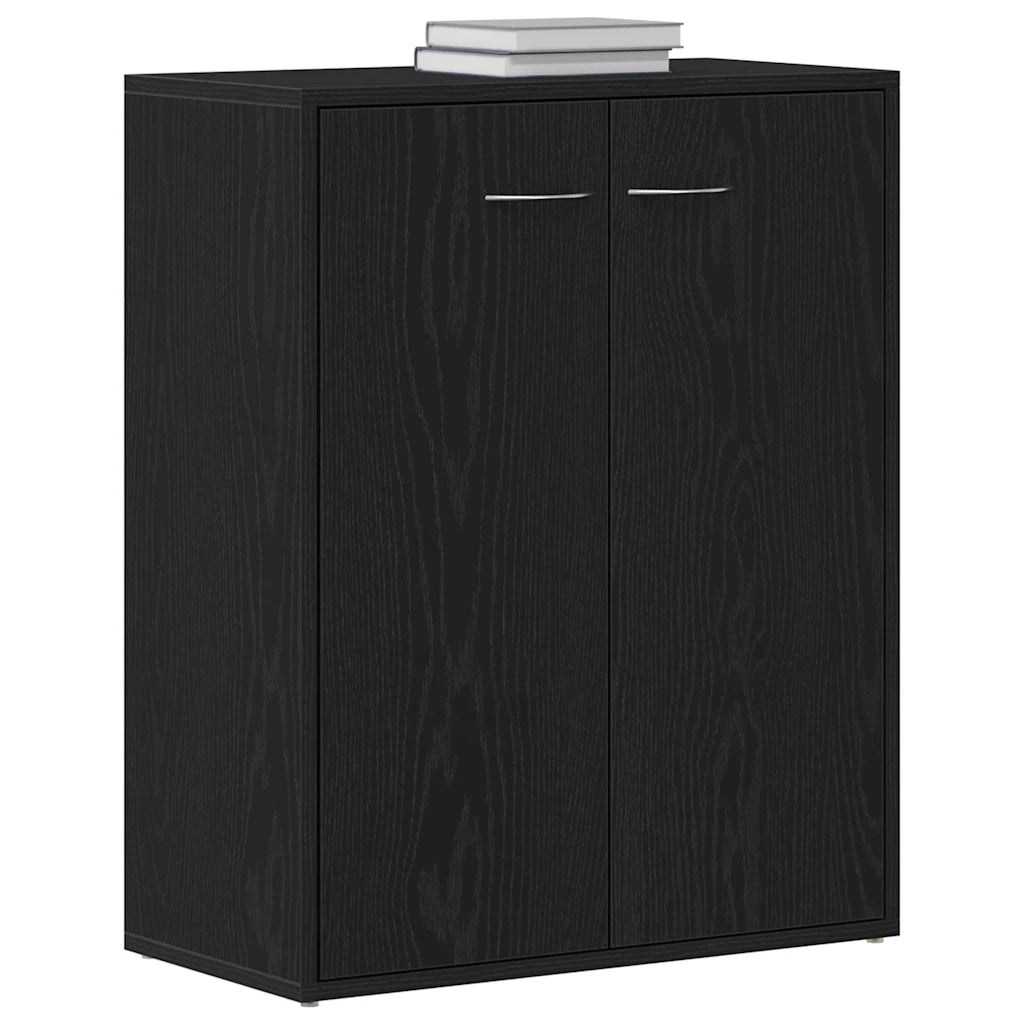 Credenza Rovere Nero 60x30x75 cm in Legno Multistrato 862449