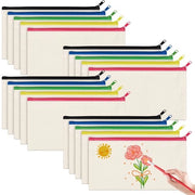 Etui in stoffa bianca 20 pezzi, borsa bianca con cerniera, contenitore per cosmetici, borsa per documenti, tasca per piccoli oggetti da dipingere, dimensioni 21 x 12 cm.