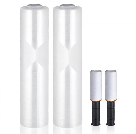 Set di 2 rotoli con maniglie - Dimensione 38,1 cm x 305 m - Diccia 60 gauge - Resistenza industriale - Resistente alle scalfitture - Translucido