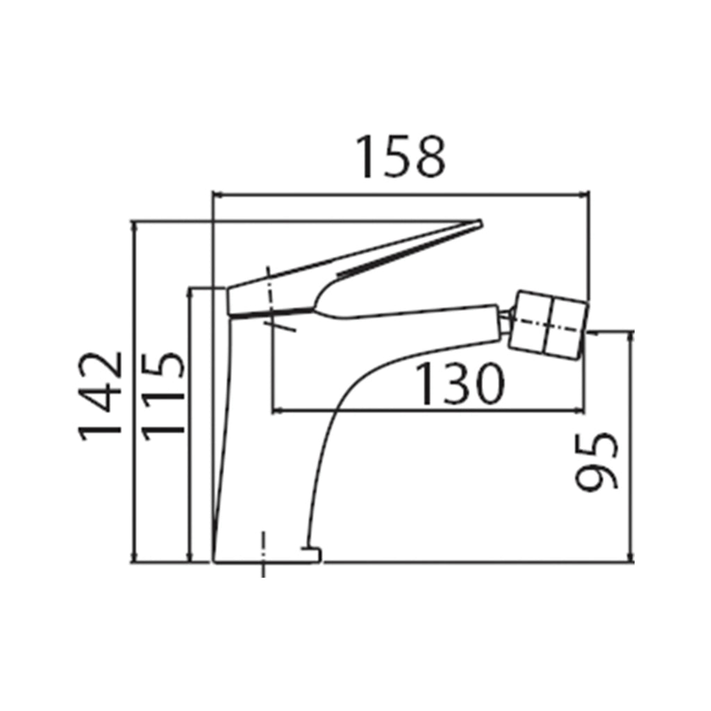 IMEX Miscelatore monocomando per bidet in ottone cromato con cartuccia in ceramica Ø28 mm set 2 flessibili 3-8 inclusi altezza 142 mm canna 130 mm modello DELOS BDD055-2