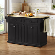 Isola cucina mobile con piano ribaltabile, cassetti verticali, 2 cassetti grandi e ruote frenanti