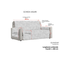 Copridivano con Copri Braccioli Seduta 230 cm in Poliestere e Cotone Bordeaux