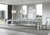 Tavolo Allungabile 180/440x90x77 cm Spimbo Mix  piano Cemento gambe Bianco Frassino